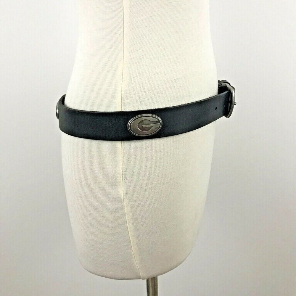 Zep-Pro Belt Womens Size 32 Georgia G Silver Emblems Full Grain Leather